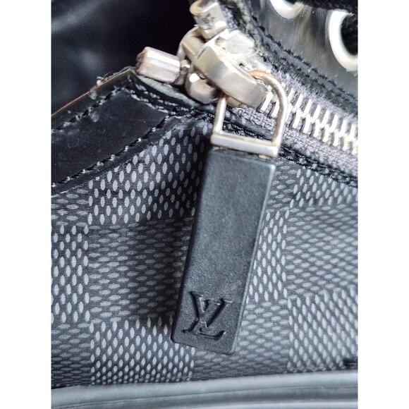 Louis Vuitton Graphite Black Damier Low Top Sneaker Leather Shoes Mens Size 6 - Picture 10 of 14
